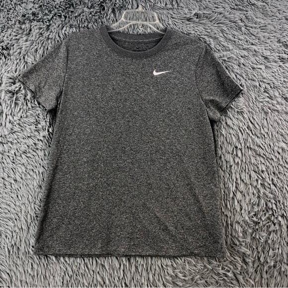 Nike Tshirt Dri Fit Womens Large Gray Swoosh Short Sleeve Athletic Shirt - Picture 1 of 7